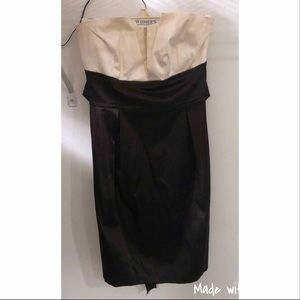 Strapless black and white formal dress